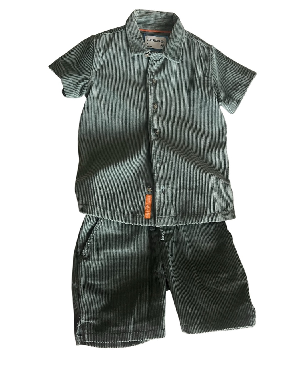 Sovereign Code Green Ribbed Short-Sleeve Button-Up Set